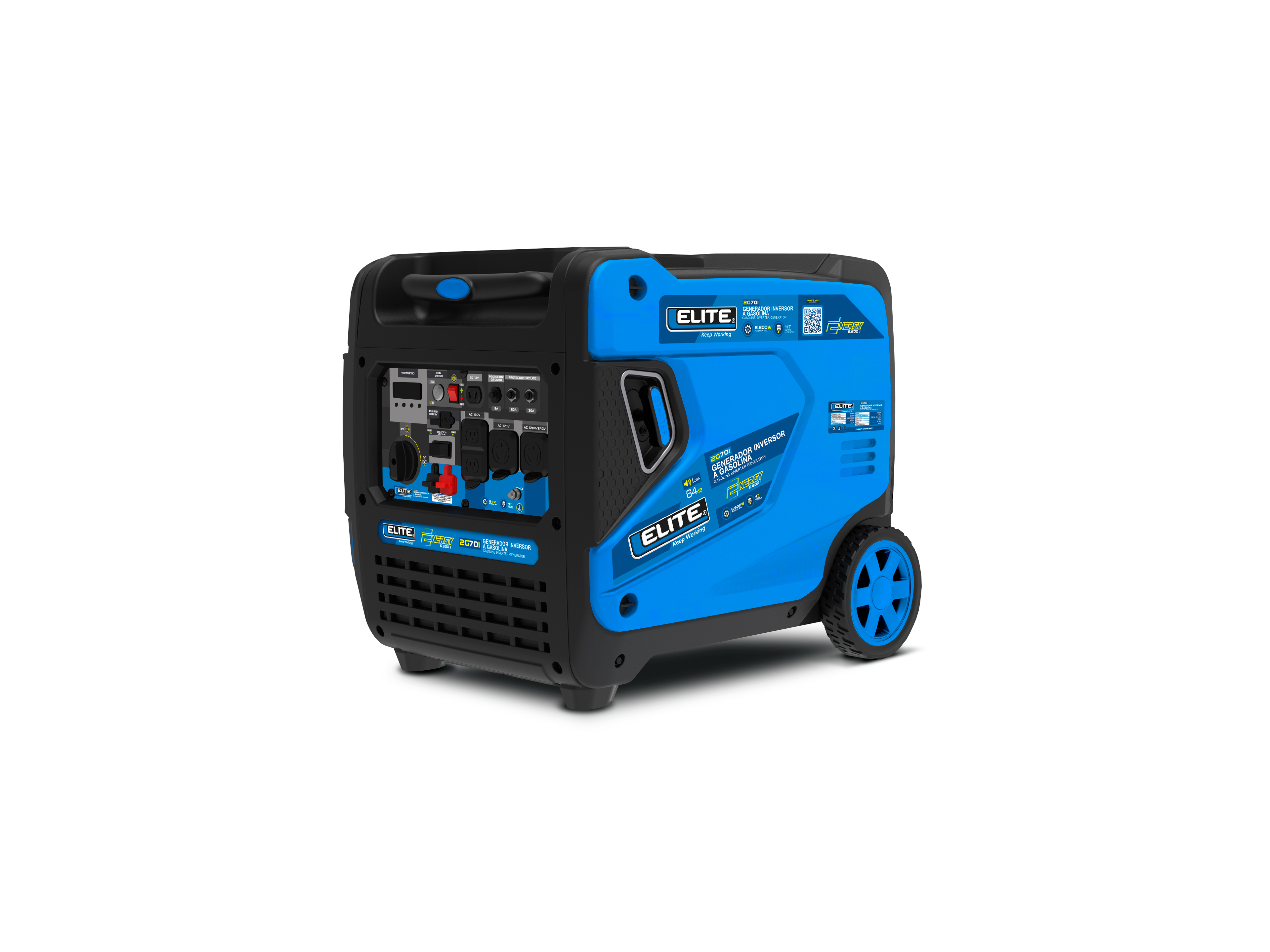 Generador inversor a gasolina Elite 2G70i 6.6 kW 110/220 V 60 Hz monofásico con arranque manual y eléctrico